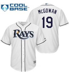 Youth Majestic Tampa Bay Rays #19 Dustin McGowan Authentic White Home Cool Base MLB Jersey