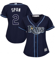 Women's Majestic Tampa Bay Rays #2 Denard Span Authentic Navy Blue Alternate Cool Base MLB Jersey