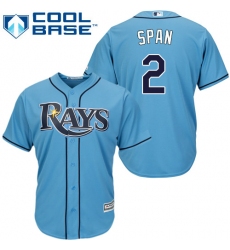 Youth Majestic Tampa Bay Rays #2 Denard Span Replica Light Blue Alternate 2 Cool Base MLB Jersey