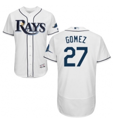 Men's Majestic Tampa Bay Rays #27 Carlos Gomez White Home Flex Base Authentic Collection MLB Jersey