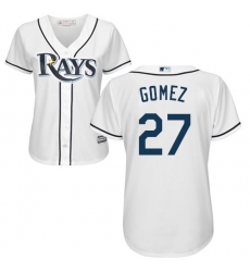 Women's Majestic Tampa Bay Rays #27 Carlos Gomez Replica White Home Cool Base MLB Jersey
