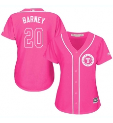 Women's Majestic Texas Rangers #20 Darwin Barney Authentic Pink Fashion Cool Base MLB Jersey
