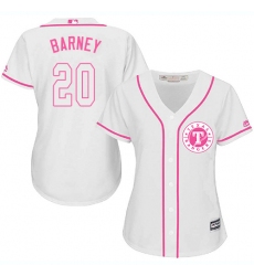 Women's Majestic Texas Rangers #20 Darwin Barney Replica White Fashion Cool Base MLB Jersey