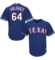 Men's Majestic Texas Rangers #64 Edinson Volquez Replica Royal Blue Alternate 2 Cool Base MLB Jersey