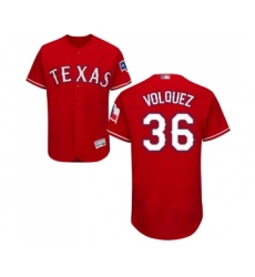 Men's Texas Rangers #36 Edinson Volquez Red Alternate Flex Base Authentic Collection Baseball Jersey