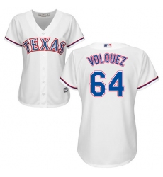 Women's Majestic Texas Rangers #64 Edinson Volquez Authentic White Home Cool Base MLB Jersey
