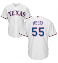 Youth Majestic Texas Rangers #55 Matt Moore Authentic White Home Cool Base MLB Jersey