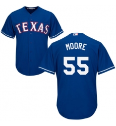 Youth Majestic Texas Rangers #55 Matt Moore Replica Royal Blue Alternate 2 Cool Base MLB Jersey
