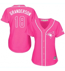 Women's Majestic Toronto Blue Jays #18 Curtis Granderson Authentic Pink Fashion Cool Base MLB Jersey