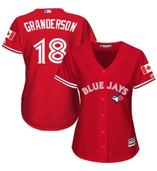 Women's Majestic Toronto Blue Jays #18 Curtis Granderson Authentic Scarlet Alternate MLB Jersey