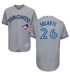 Men's Majestic Toronto Blue Jays #26 Yangervis Solarte Grey Road Flex Base Authentic Collection MLB Jersey