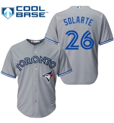 Men's Majestic Toronto Blue Jays #26 Yangervis Solarte Replica Grey Road MLB Jersey