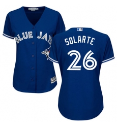 Women's Majestic Toronto Blue Jays #26 Yangervis Solarte Authentic Blue Alternate MLB Jersey