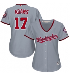 Women's Majestic Washington Nationals #17 Matt Adams Replica Grey Road Cool Base MLB Jersey