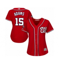Women's Washington Nationals #15 Matt Adams Authentic Red Alternate 1 Cool Base 2019 World Series Champions Baseball Jersey
