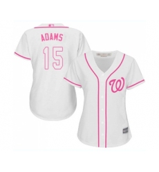Women's Washington Nationals #15 Matt Adams Replica White Fashion Cool Base Baseball Jersey