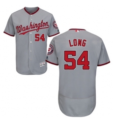 Men's Majestic Washington Nationals #54 Kevin Long Grey Road Flex Base Authentic Collection MLB Jersey