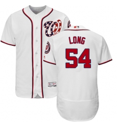 Men's Majestic Washington Nationals #54 Kevin Long White Home Flex Base Authentic Collection MLB Jersey