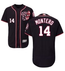Men's Majestic Washington Nationals #14 Miguel Montero Navy Blue Alternate Flex Base Authentic Collection MLB Jersey