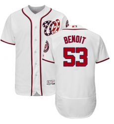 Men's Majestic Washington Nationals #53 Joaquin Benoit White Home Flex Base Authentic Collection MLB Jersey