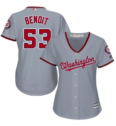 Women's Majestic Washington Nationals #53 Joaquin Benoit Authentic Grey Road Cool Base MLB Jersey
