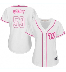 Women's Majestic Washington Nationals #53 Joaquin Benoit Replica White Fashion Cool Base MLB Jersey