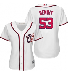 Women's Majestic Washington Nationals #53 Joaquin Benoit Replica White Home Cool Base MLB Jersey