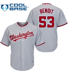 Youth Majestic Washington Nationals #53 Joaquin Benoit Authentic Grey Road Cool Base MLB Jersey
