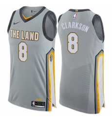 Men's Nike Cleveland Cavaliers #8 Jordan Clarkson Authentic Gray NBA Jersey - City Edition