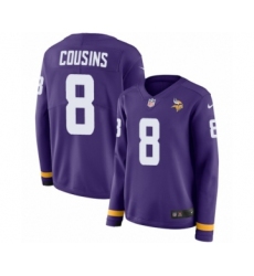 Women's Nike Minnesota Vikings #8 Kirk Cousins Limited Purple Therma Long Sleeve NFL Jersey