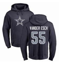NFL Nike Dallas Cowboys #55 Leighton Vander Esch Navy Blue Name & Number Logo Pullover Hoodie