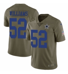 Youth Nike Dallas Cowboys #52 Connor Williams Limited Olive 2017 Salute to Service NFL Jersey