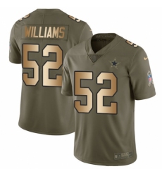 Youth Nike Dallas Cowboys #52 Connor Williams Limited Olive/Gold 2017 Salute to Service NFL Jersey