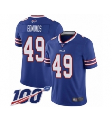 Men's Buffalo Bills #49 Tremaine Edmunds Royal Blue Team Color Vapor Untouchable Limited Player 100th Season Football Jersey