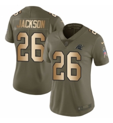 Women's Nike Carolina Panthers #26 Donte Jackson Limited Olive/Gold 2017 Salute to Service NFL Jersey