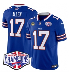 Men's Buffalo Bills #17 Josh Allen Royal F.U.S.E. 2024 AFC East Division Champions With 4-Star C Vapor Limited Stitched Football Jersey