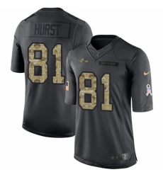 Men's Nike Baltimore Ravens #81 Hayden Hurst Limited Black 2016 Salute to Service NFL Jersey