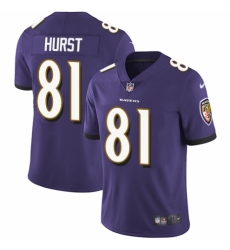 Men's Nike Baltimore Ravens #81 Hayden Hurst Purple Team Color Vapor Untouchable Limited Player NFL Jersey