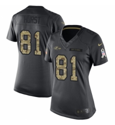 Women's Nike Baltimore Ravens #81 Hayden Hurst Limited Black 2016 Salute to Service NFL Jersey