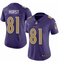 Women's Nike Baltimore Ravens #81 Hayden Hurst Limited Purple Rush Vapor Untouchable NFL Jersey
