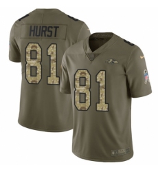 Youth Nike Baltimore Ravens #81 Hayden Hurst Limited Oliv Camo Salute to Service NFL Jersey