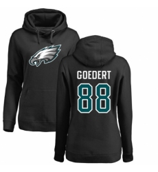Women's Nike Philadelphia Eagles #88 Dallas Goedert Black Name & Number Logo Pullover Hoodie