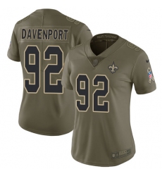 Women's Nike New Orleans Saints #92 Marcus Davenport Olive Stitched NFL Limited 2017 Salute to Service Jersey