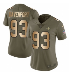 Women's Nike New Orleans Saints #93 Marcus Davenport Limited Olive/Gold 2017 Salute to Service NFL Jersey