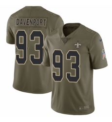 Youth Nike New Orleans Saints #93 Marcus Davenport Limited Olive 2017 Salute to Service NFL Jersey