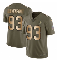 Youth Nike New Orleans Saints #93 Marcus Davenport Limited Olive/Gold 2017 Salute to Service NFL Jersey