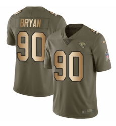 Men's Nike Jacksonville Jaguars #90 Taven Bryan Limited Olive/Gold 2017 Salute to Service NFL Jersey