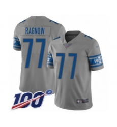 Men's Detroit Lions #77 Frank Ragnow Limited Gray Inverted Legend 100th Season Football Jersey