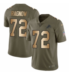 Men's Nike Detroit Lions #72 Frank Ragnow Limited Olive/Gold Salute to Service NFL Jersey