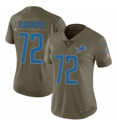 Women's Nike Detroit Lions #72 Frank Ragnow Limited Olive 2017 Salute to Service NFL Jersey